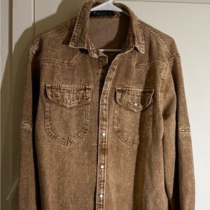 NWT Lucky & Blessed Tan Casual Shirt